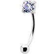 Silver 925 Tanzanite Austrian Crystal Eyebrow Ring