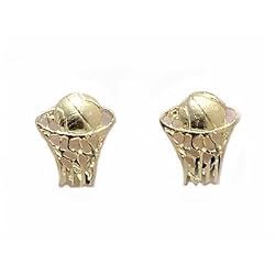 14K Gold BASKETBALL IN HOOP EARRING. Jewelry