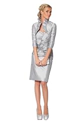 Strapless Sheath Pleated Embroidered Beaded Knee Length Taffeta  Dress