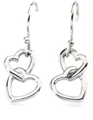 Two Heart Earrings, 14 Karat White Gold
