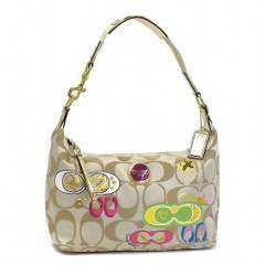 Authentic Coach Light Khaki Signature Multi Graffiti Applique Hobo Bag 17586