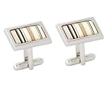 Brown Rectangular Barcode Cufflinks
