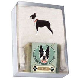 Single Gift Box with Boston Terrier Soap and Towel