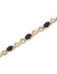 10K Yellow Gold Oval Mystic Topaz and Diamond Bracelet