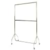 4' Wide 6'4 inch High Deluxe All Chrome Extended Garment Rail with 15 inch Chrome Extension Pieces and Height adjustable Chrome Centre Rail. Portable Clothes Rail, Mobile wardrobe, Clothes Stand for Extra Storage. Strong 2 inch diameter nylon castors