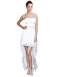 Strapless High-Low-Hem Chiffon Lace Evening Dress/Bridesmaid Dress/Prom Dress/Wedding Party Dress 