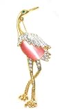 Large 3" Pink Flamingo Pin/Broach/Pendant with Crystals Gold Tone ~ Comes Gift Boxed (Style2)