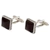 Charcoal Gray Catseye Silver Cufflinks with Gift Box