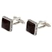 Charcoal Gray Catseye Silver Cufflinks with Gift Box