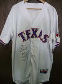 Signed Ryan, Nolan (Texas Rangers) Authentic Majestic Home White Jersey (Inscribed 