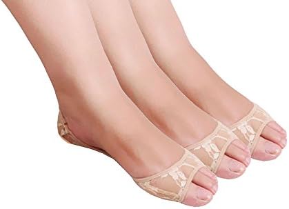CAcB Women's Lowest Cut Toeless Socks w/Forefoot Cushion Silicone Heel