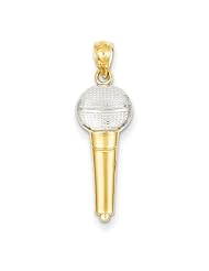 14k Yellow Gold and Rhodium Microphone Charm Pendant