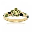 Peridot Green Enamel Polk A Dots Flower Gold Ring