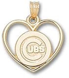 Chicago Cubs Solid 10K Gold ''C CUBS'' Logo Heart Pendant