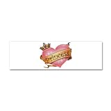 21 x 7 Wall Vinyl Sticker Princess Crowned Pink Heart
