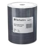Verbatim 97016 4.7 GB up to 16x DataLifePlus White Inkjet Hub Printable Recordable Disc DVD-R (100-Disc Spindle Tape Wrap)