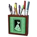 Jaclinart Dress Flowers Stars Stripes Damask Ribbons - Green flowered dress with stars and striped and damask ribbon frames - Tile Pen Holders-5 inch tile pen holder