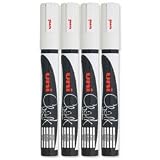 Brand New. uni Chalk Marker Broad Bullet Tip PWE-5M Line Width 1.8-2.5mm White Ref 5046731 [Pack 4]