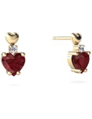 Genuine Ruby 14kt Yellow Gold Earrings