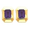 14K Yellow Gold Amethyst Earrings