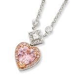 Sterling Silver & Pink Vermeil CZ Heart Necklace 16