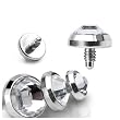 316L Internally Threaded Surgical Steel Clear Gem Set Flat Bottom Dome for Internally Threaded Dermal Anchors - 3mm - 16 Gauge Thread Requirements (1.2mm Threading) - Sold as a Pair