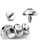 316L Internally Threaded Surgical Steel Clear Gem Set Flat Bottom Dome for Internally Threaded Dermal Anchors - 3mm - 16 Gauge Thread Requirements (1.2mm Threading) - Sold as a Pair