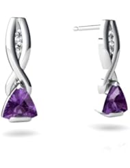Genuine Amethyst 14kt White Gold Earrings