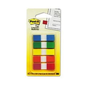 Post-it Flags, 1/2-Inch, Ideal For Marking And Flagging Paper Documents, Assorted Colors, 100 Flags per Dispenser (683-5CF)