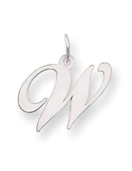 14k White Gold Medium Fancy Script Initial W Charm Gold Wt- 0.5g.