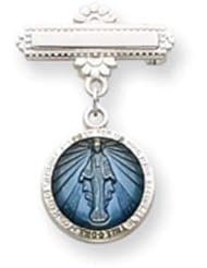 Sterling Silver Enameled Miraculous Medal Pin