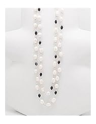 Jet Japanese silk cord Fresh Water Pearl Necklace