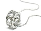 Designer Look Roman Numeral Crystal RING Charm Necklace Silver Tone