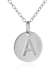 Sterling Silver Round Disc Initial Pendant Necklace, 18.64"