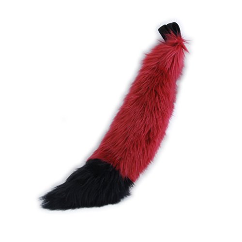 Pawstar Furry Fox Plush Mini Tail Adult Costume Cosplay - Dark Red and Black
