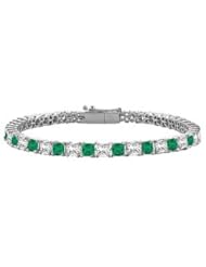 Emerald and Diamond Tennis Bracelet with 5.00 CT TGW on Platinum