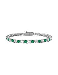 Emerald and Diamond Tennis Bracelet with 5.00 CT TGW on 18K White Gold