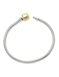 Sterling Silver Bracelet with 14K Gold Bead Clasp