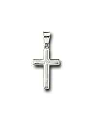 14K Solid White Gold Small Satin Cross Charm Pendant