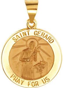 14kt Yellow 18.25mm Round Hollow St. Gerard Medal