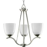 Progress Lighting P4466-09 3-Light Chandelier with Gentle Curved Arms with A Pebble-Like Appearance, Brushed Nickel