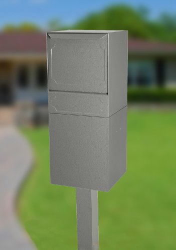 dVault Full Service Locking Mailbox, Gray Post/Column Mount Delivery Vault, Box and Center Mount In-Ground Post Kit, DVU0050PI-2-KIT, Gray