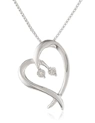 DiAura Sterling Silver Heart Shape Diamond-Accent Pendant Necklace, 18"