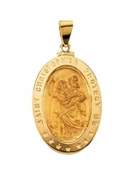 18K Yellow Gold 29.00X20.00 mm St. Christopher Medal