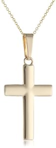 14k Yellow Gold Cross Pendant Necklace, 18