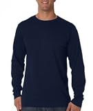 High Quality Organic Men?s Ring Spun Organic Cotton Long Sleeve Crewneck Tee - Navy