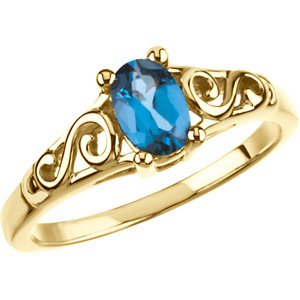 December 14K Yellow Gold Teen Imitation Birthstone Ring
