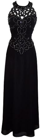 Mother Of The Bride Beaded Cutouts Sleeveless Chiffon Formal Wedding Party Gown MOB Dress