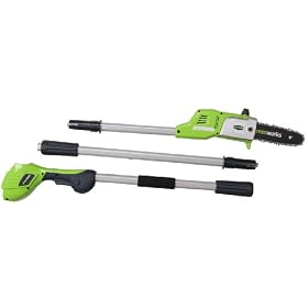 Greenworks 20612 20 Volt Lithium Ion 8-Inch Cordless Electric Tree Pruner Pole Saw With 8-Foot Reach (No Battery or Charger)