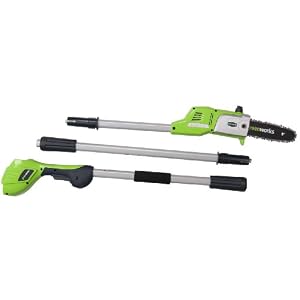Greenworks 20612 20 Volt Lithium Ion 8-Inch Cordless Electric Tree Pruner Pole Saw With 8-Foot Reach (No Battery or Charger)